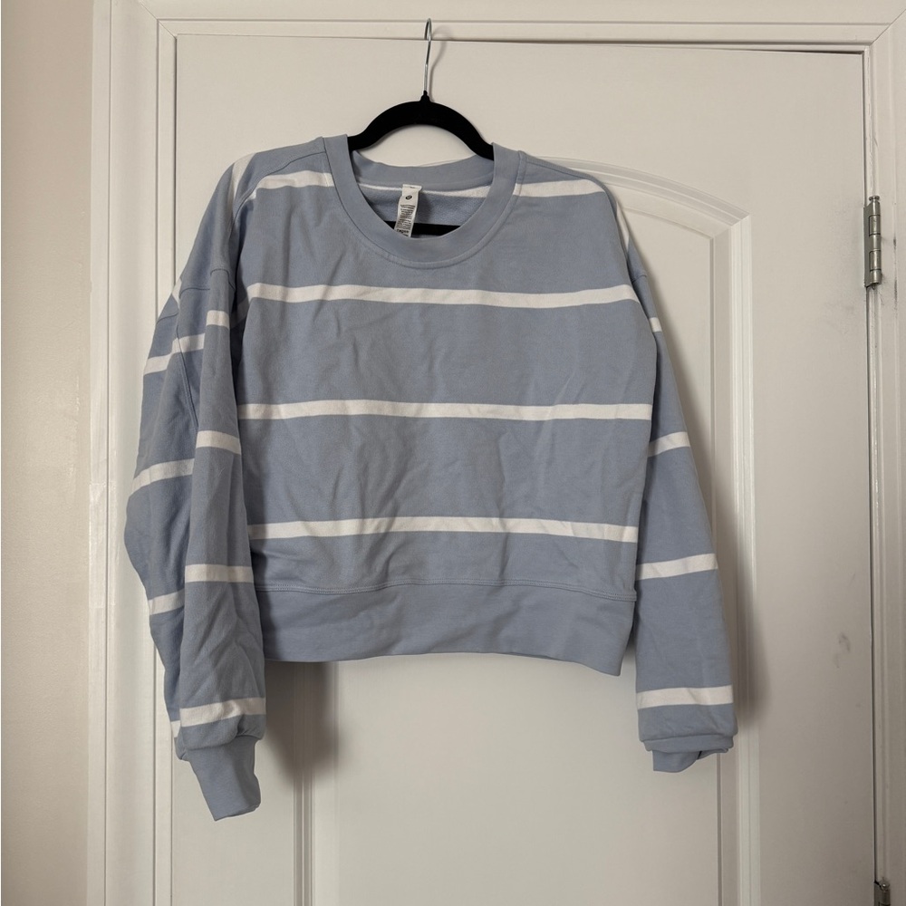 Lululemon Athletica Blue and White Striped Sweatshirt